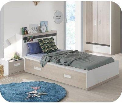Lit Enfant Iléo Blanc et Bois 90x200 cm Lit Enfant Iléo Blanc et Bois