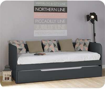 Lit Gigogne Bali Gris Anthracite 80x200 cm Lit Gigogne Bali Gris Anthracite