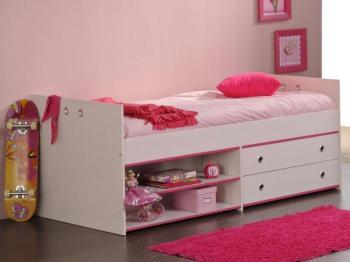 Lit SMOOKIE 90x190 cm pin blanc/rose