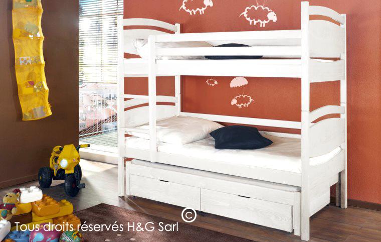 LIT SUPERPOSÉ, GIGOGNE ET ÉVOLUTIF ENFANTS 3 COUCH