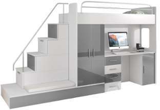 Lit mezzanine avec escalier et rangements Camille