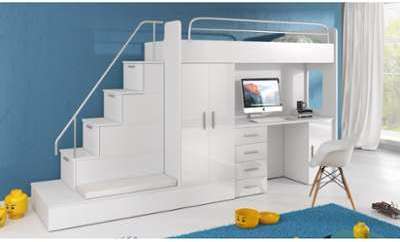 Lit mezzanine avec escalier et rangements Camille