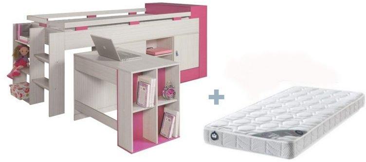 LIT ENFANT COMBINE BUREAU VERA AVEC MATELAS