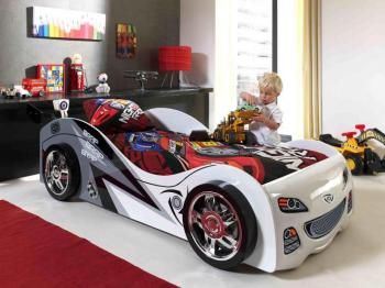Lit enfant voiture BRANDON 90x200 cm blanc