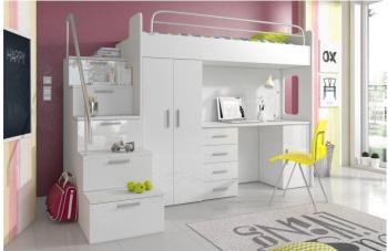 Lit combiné avec escalier et rangements camille Bl