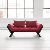 Canapé convertible en bois noir avec matelas futon