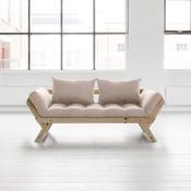 Canapé convertible en bois naturel avec matelas fu