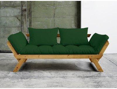 Canapé convertible en bois miel avec matelas futon