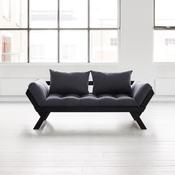 Canapé convertible en bois noir avec matelas futon