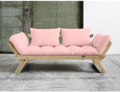 Canapé convertible en bois naturel avec matelas fu