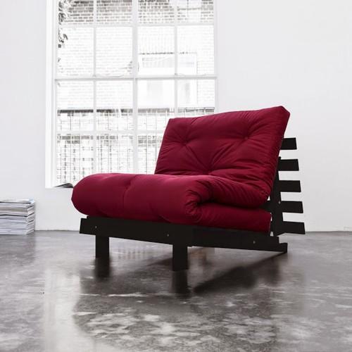 Pack Matelas Futon Rouge Coton Structure en Bois W