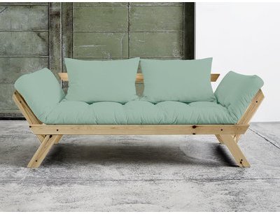 Canapé convertible en bois naturel avec matelas fu