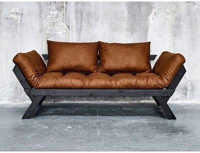 Canapé convertible en bois noir avec matelas futon