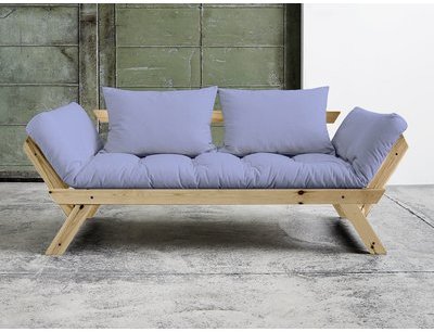 Canapé convertible en bois naturel avec matelas fu