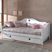 Banquette gigogne en bois laqué blanc couchage 90