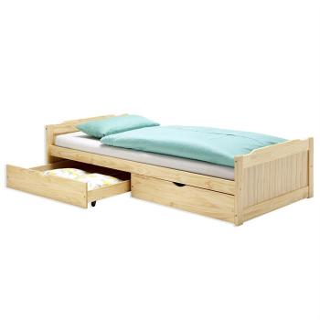 Lit fonctionnel en pin FRITZ 90 x 200 cm vernis naturel Lit fonctionnel en pin FRITZ