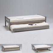 Lit gigogne 90x190cm bois + 2 sommiers + tiroir +