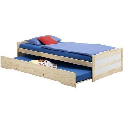 Lit gigogne en pin LORENA, 90 x 200 cm, vernis nat
