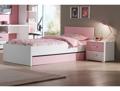 Lit gigogne pour fille coloris rose et blanc