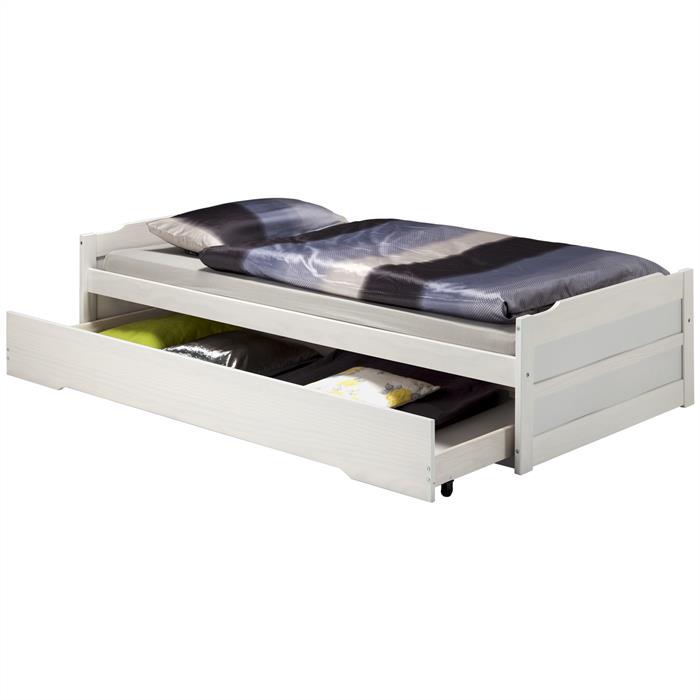 Lit fonctionnel en pin LARISSA, 90 x 190 cm, lasur