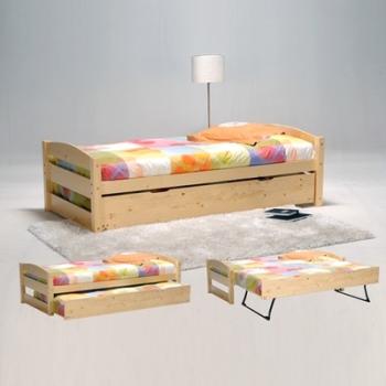 Lit gigogne THOMAS 90x190 + tiroir avec pieds plia