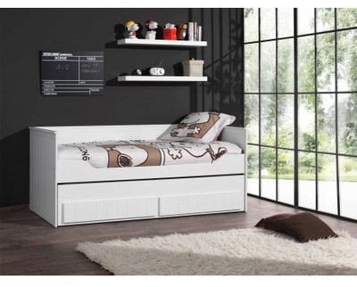 Lit gigogne blanc laqué pour enfant avec espace ra
