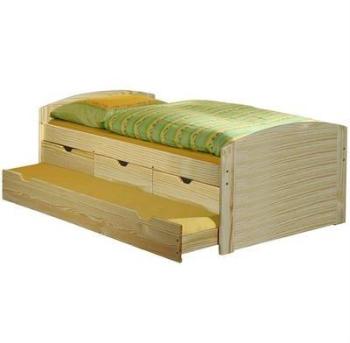 Lit gigogne en pin JULIA 90 x 200 cm vernis naturel Lit gigogne en pin JULIA 90