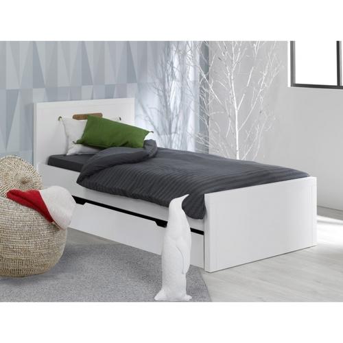 Lit gigogne enfant Milo Blanc 90x200 + 2 matelas