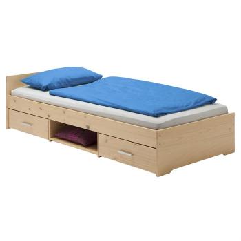 Lit fonctionnel en pin KAI 90 x 200 cm lasuré couleur Lit fonctionnel en pin KAI