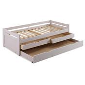 Lit gigogne en bois 90x190 cm avec sommier à latte