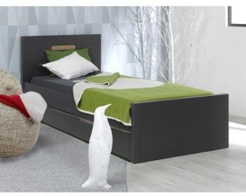 Lit gigogne enfant milo anthracite 90x200 + 2 mate
