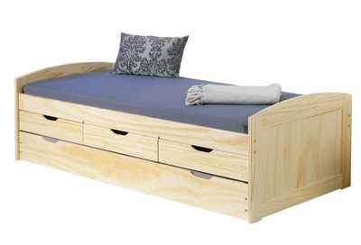 Lit gigogne 90x190 cm avec tiroirs rangement color