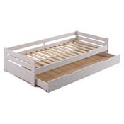 Lit gigogne en bois 90x190 cm avec 1 sommier à lat