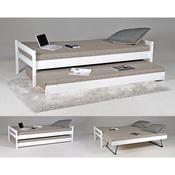 Lit gigogne 90x190cm bois + 2 sommiers + tiroir +