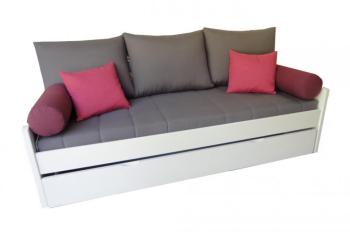 Banquette gigogne ARSENE grise matelas confort BULTEX Banquette gigogne ARSENE grise