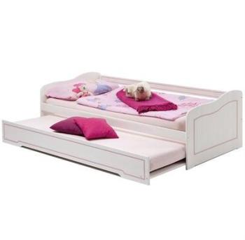 Lit gigogne en pin STELLA 90 x 200 cm lasuré blanc Lit gigogne en pin STELLA