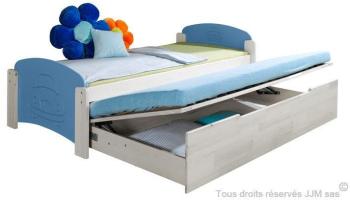 Lit gigogne pour enfant Nuki BLEU NON sans matelas Lit gigogne pour enfant Nuki