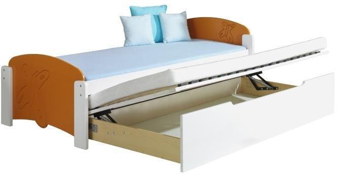 Lit gigogne en bois 90x200 Lili orange sans matela