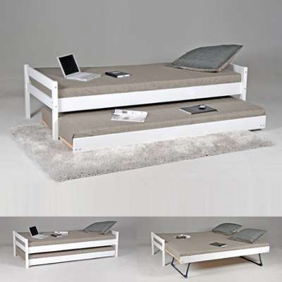 Lit gigogne JUSTIN 90x190 + tiroir pieds pliants +