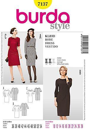 Burda Patron 7137 Robe étui Burda Patron 7137 Robe étui