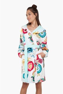 Peignoir à capuche 360 gr/m2 femme imprimé Essenti