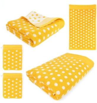 Parure de bain 5 pièces GRAPHIC DOTS Jaune 550 g m2 Parure de bain 5 pièces GRAPHIC