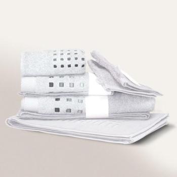 Parure de bain 6 pièces PURE SQUARES Blanc 550 g m2 Parure de bain 6 pièces PURE