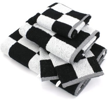 Parure de bain 5 pièces MONA carreaux blanc & noir