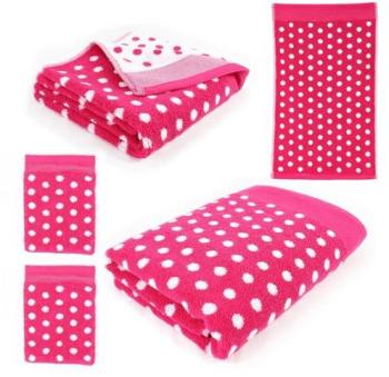 Parure de bain 5 pièces GRAPHIC DOTS Rose 550 g/m2