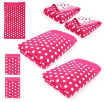 Parure de bain 7 pièces GRAPHIC DOTS Rose 550 g m2 Parure de bain 7 pièces GRAPHIC