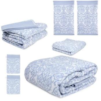 Parure de bain 7 pièces BOLERO FLORAL Bleu 520 g/m