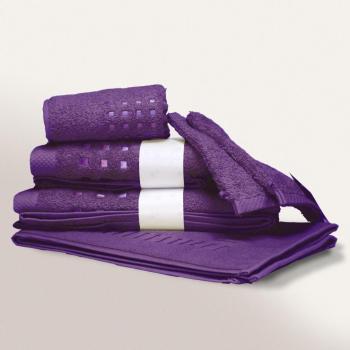 Parure de bain 6 pièces PURE SQUARES Violet 550 g/