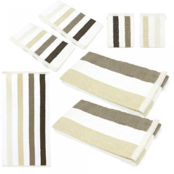 Parure de bain 7 pièces CLASSIC STRIPES Marron 480 Parure de bain 7 pièces CLASSIC