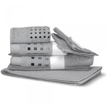 Parure de bain 6 pièces PURE SQUARES Argent 550 g m2 Parure de bain 6 pièces PURE